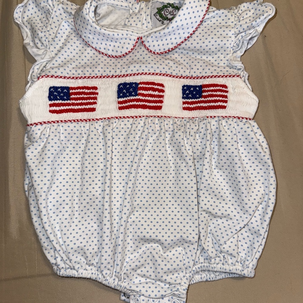 Patriotic Baby Romper with American Flags